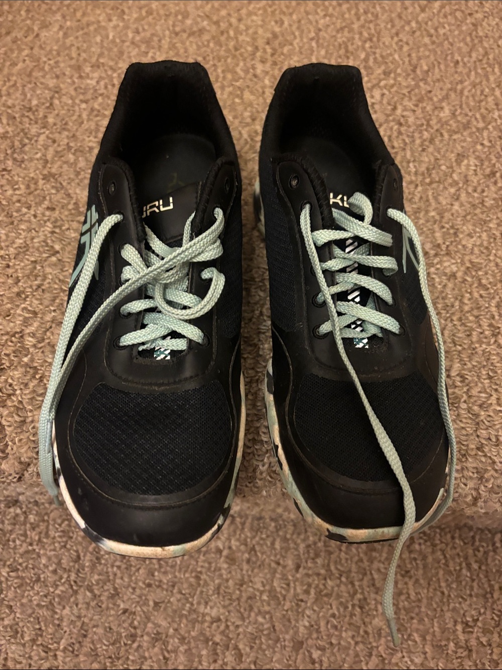 KURU Women's Black Athletic Shoes with Light Blue Accents Size 11